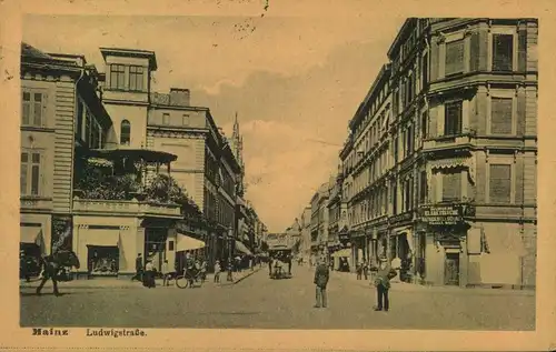 1921, MAINZ, Ludwigstrasse, gelafen ab Berlin