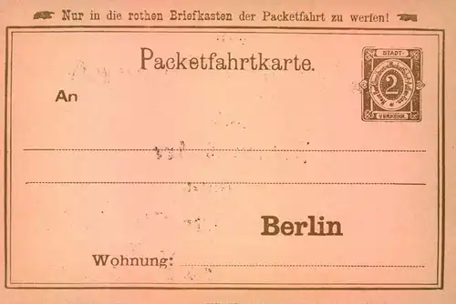 BERLIN: Packetfahrtkarte, rückseitig Neujahrwünsche