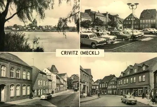 CRIVITZ (MECKL.),Markt, Goethe-, Thälmann Strasse, Auto, Trabant, Wartburg,