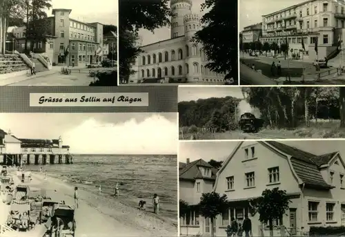 SELLIN auf RÜGEN, Hotel "Frieden", Eisenbahn, Brücke, Strandkorb, gelaufen