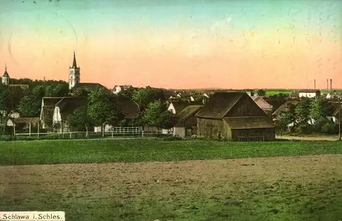 SCHLAWA, Woiwodschaft Lebus, Farbkarte gelaufen 1912