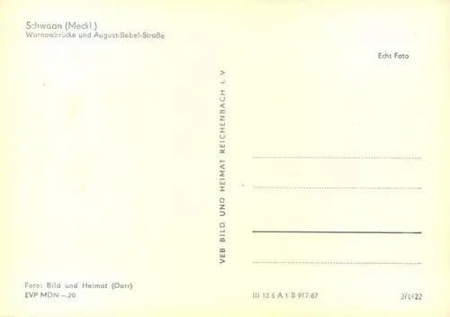SCHWAAN (Meckl.), landkreis Rostock, Warnowbrücke , August-Bebel-Str., Foto, Hubbrücke, Trabant, ungebraucht, ca. 1960