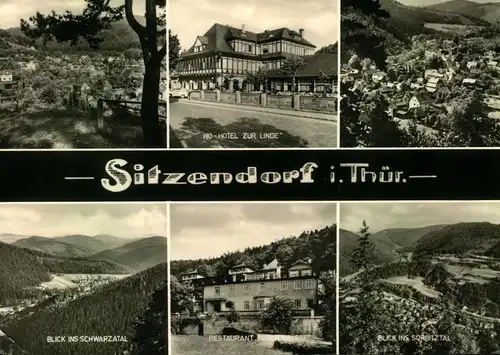 SITZENDORF i. Thüringen, HO-Hotel "Zur Linde", Restaurant, Blick ins Schwarzatal u. ins Sorbitztal, ungebraucht,echt Fot