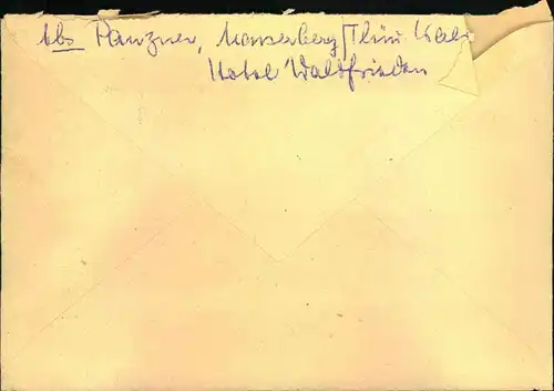 1951, 8 Pfg. frieden dreimal auf Fernbrief ab MASSERBERG/Thrütingen