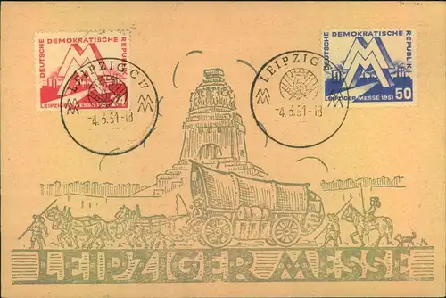 1951, Frühjahrsmesse komplett mit Ersttags-Sonderstempel auf Messe Sonderkarte.