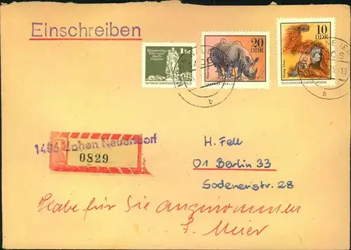 1975, Einschreiben, R-Telle mit Notstempel ""1426 Hohen Neuendorf"".