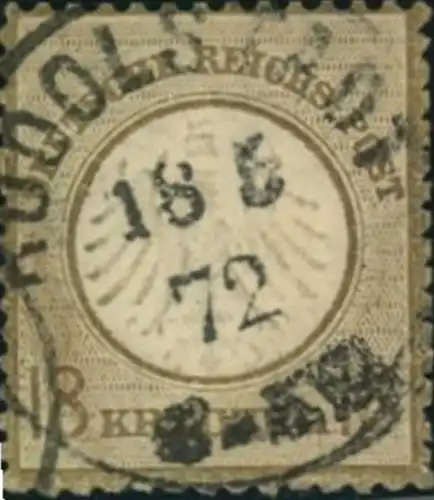 1872, Michelnummer 11, gestempelt 18 Kreuzer kleiner Brustschild