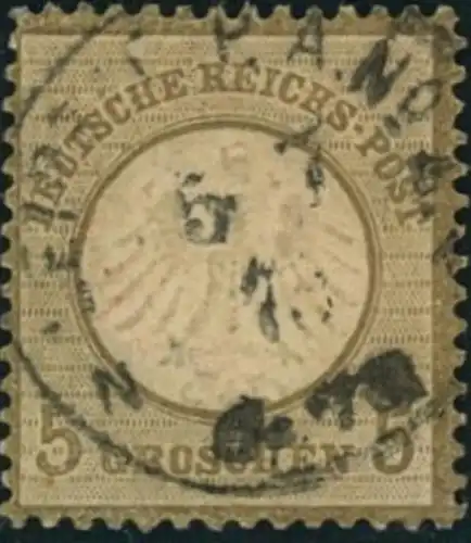 1872, Michelnummer 6, gestempelt 5 Groschen kleiner Brustschild
