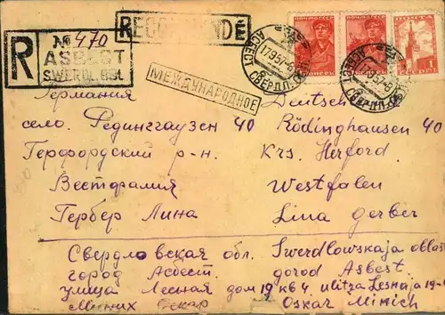 RUSSIA/SOVJETUNION: break up postal history dealer`s stock - 1953