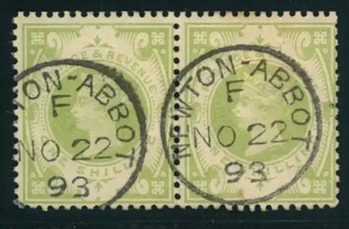 1887, 1 Sh dull green, Jubilee Issue, superb pair (SG # 211, Michel 97)