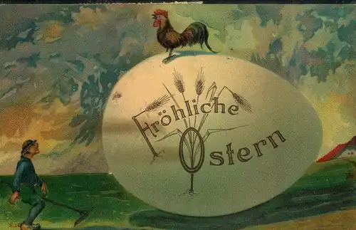 1898, dekorative Osterkarte mit 3 Heller MeF ab PRAG