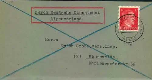 1941, 3 Belege Dienstpost ALPENVORLAND - Belluno, Trient, Bozen 1