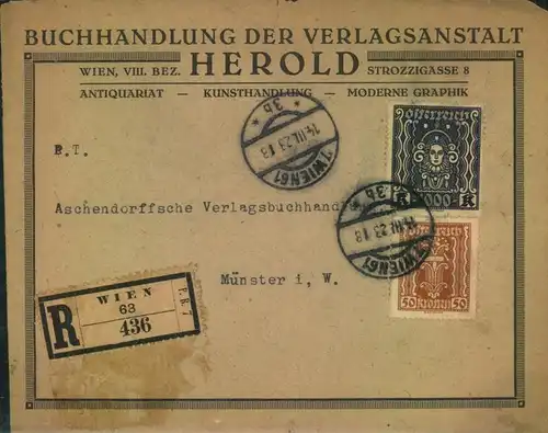 1917, R-Brief ab Wien Ausgaben Mischfrankatur