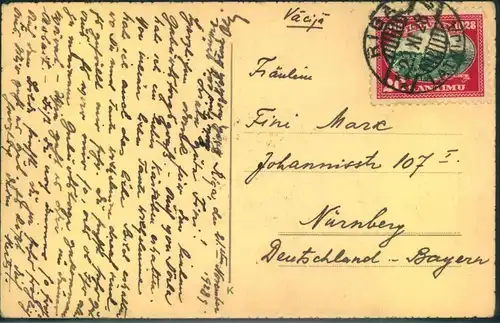 1928, Postcard from RIGA to Germany