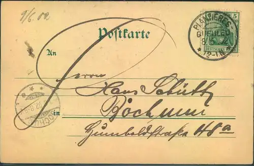 1902, PLANTIERS QUEULEU Kreis-Obersegment-Stempel, Ak Metz