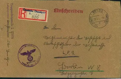1942, ddp NIEDERLANDE, BREDA,- Truppendienststelle L 37853 " an "Reichsminister d. Luftfahrt"