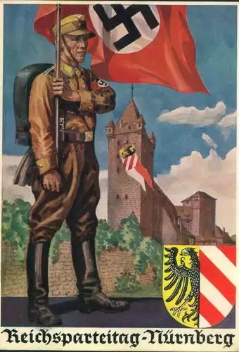 1936, REICHSPARTEITAG Propagandakarte Photo Hoffmann 36/9,gelaufen