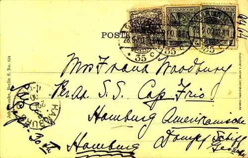 1900: Mischfrankatur Krone/Adler - Germania, Postkarte BERLIN N.W. 35