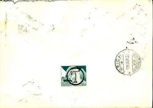 1957: hoch frankiertes Luftposteinschreiben ab TEMPELHOF mit schweizer Nachporto