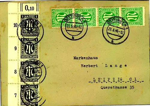 1946: Fernbrief ab GÖTTINGEN mit besserer AM-Post-Frankatur (16 C)