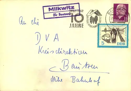 POSTSTELLENSTEMPEL " Milkwitz ( Kr. Bautzen)"