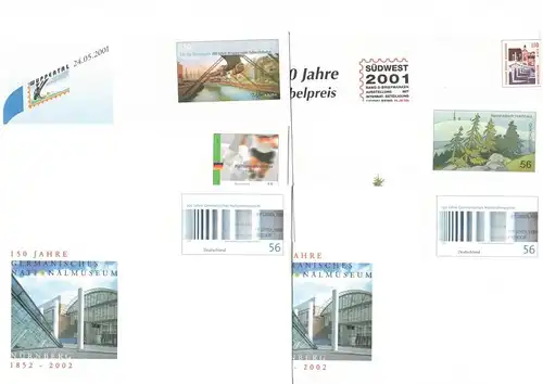 2001/2002, BUND ungebrauchte Ganzschenumschläge (31) und -karten (8) - Nominale/face value 21,44 Euro