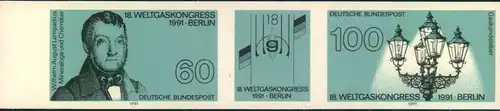 GAS - 1991, Zusammendruck "18. WELTGASKONGRESS BERLIN" postfrisch ungezähnt von linken Seitenrand.