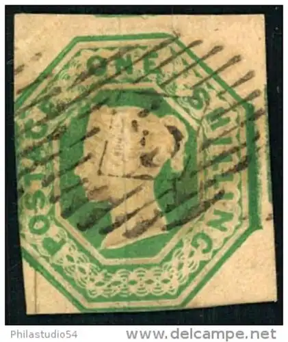 1 Shilling embossed cut square, see picture