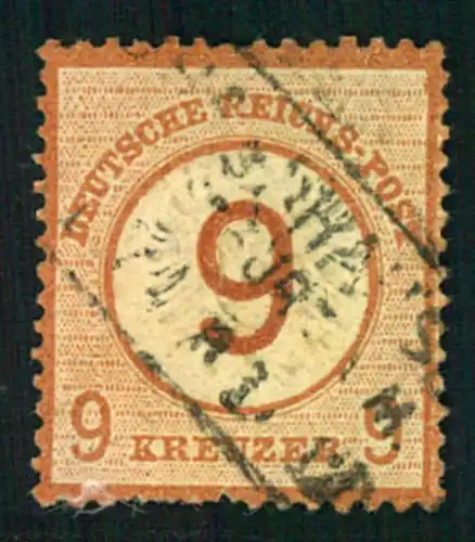 1874, 9 auf 9 Kreuzer in der unteren Reihe einige kurze Zähne. Insgesamt schöner Lückenfüller. Michel 600,-