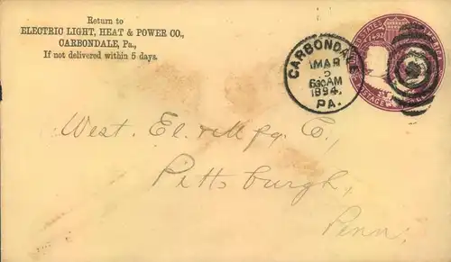COAL-KOHLE, stat. envelope from "CARBONDALE" USA