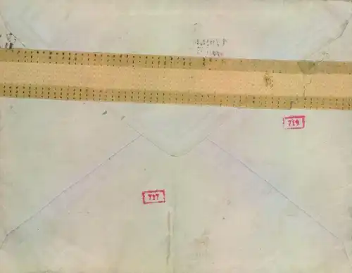 1944, Post aus Frankreich in das Zwangsarbeiterlager "Birkenhain", Radebeul, Zensur "Ae"