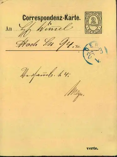 1874, Annoncenkarte DRUCKSCHRIFTEN-EXPEDITION BERLIN, gebraucht - selten