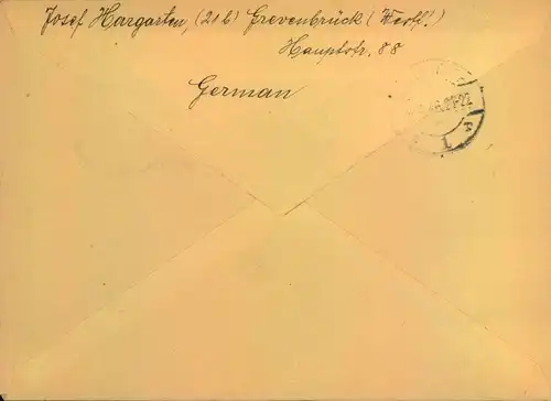 1946, Einschreiben mit 2-mal 42 Pfg. AM-Post m. Notstempel "Grevebrück (Westf.)