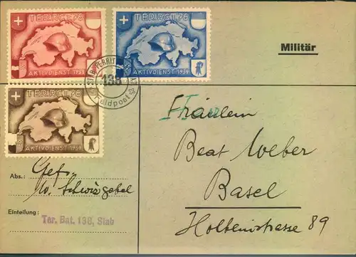 1939, Feldpost TER. RGT. 36, Akivdienst