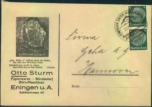 1912/1936, 7 Briefe und eine Karte (gelocht) mit Firmenwerbung - Nürnberg, Magdeburg,Bremen, Baden Baden u.a.