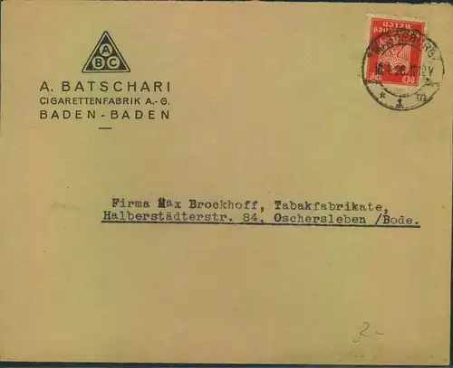 1912/1936, 7 Briefe und eine Karte (gelocht) mit Firmenwerbung - Nürnberg, Magdeburg,Bremen, Baden Baden u.a.