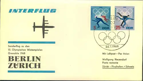 1960/1968, 11 Erstflugbelege Lufthansa/Interflug der DDR