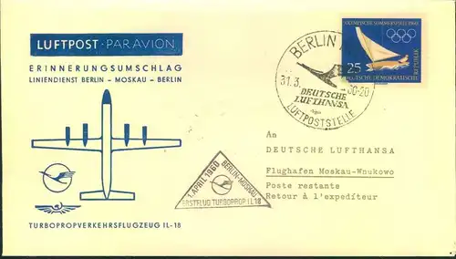 1960/1968, 11 Erstflugbelege Lufthansa/Interflug der DDR