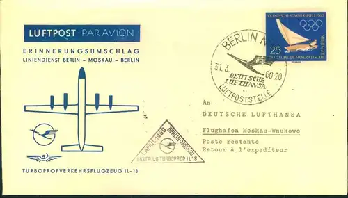 1960/1968, 11 Erstflugbelege Lufthansa/Interflug der DDR