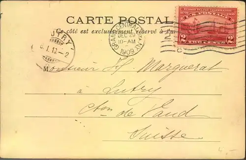 1909, "Paris Vécú - La Soupe aux Halles" posted from USA to Switzerland