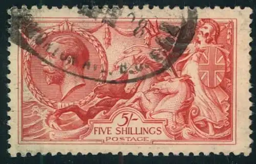 1918, 5 Sh seahorses, Bradbury printing (SG 416 - Mi. 142 III)