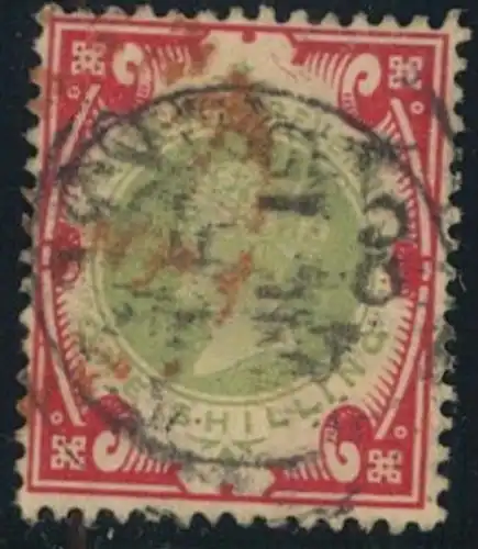 1900, 1 Shilling QV red/green (SG No. 214 - Mi 101)