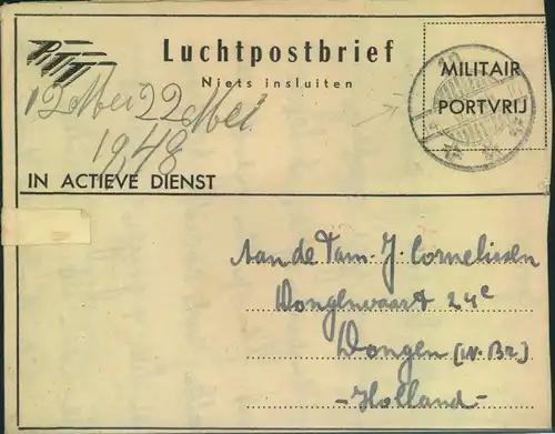 1948, military letter via airmail
