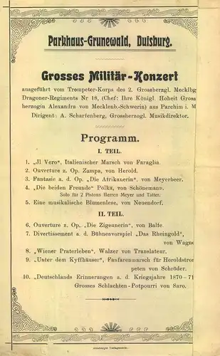 1903, Karjetbrief "Parkhaus Grunewald - Duisburg"