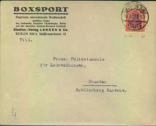 1922, Werbumschlaf Zeitschrift "BOXSPORT", Berlin