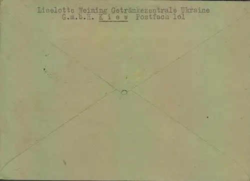 1943, Deutsche Dienstpost Ukraine ab KIEW an das Reichsluftfahrtministerium in Berlin