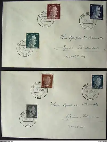 1941, Hitler Freimarken 781/796 (o. A 795) Pfg. Werte komplett auf FDC BERLIN SW 68 vfs 1.8.41 (Michel 400,-)