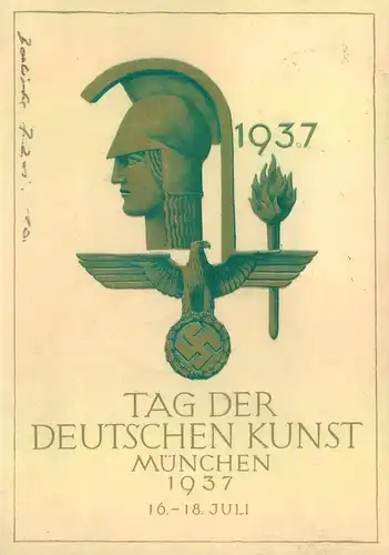 1937, Sonderkarte TAG DER DEUTSCHEN KUNST"