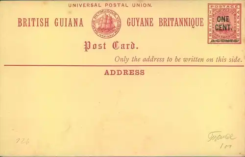 BRITISH GUIANA, statinonery card - seescan