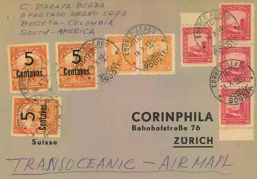 COLUMBIA, Transatlantic airmail 1957 - seescan